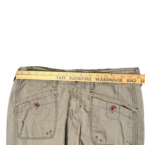 Vintage Abercrombie & Fitch Womens M Khaki Linen Blend Cargo Pants Low Rise Flaw - Picture 6 of 16